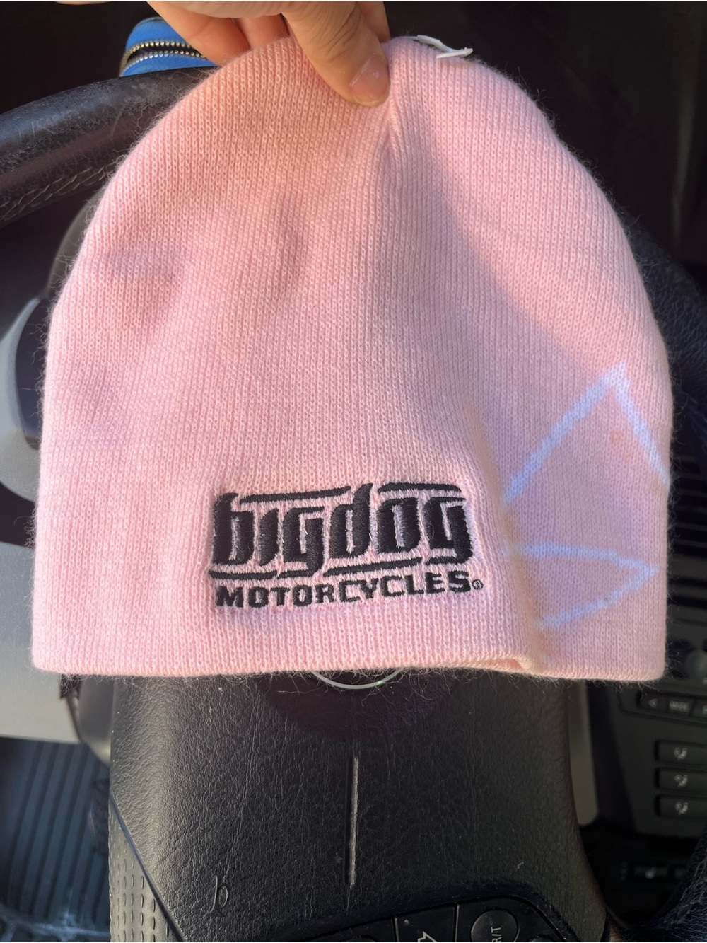 PALACE pink knit beanie with black logo